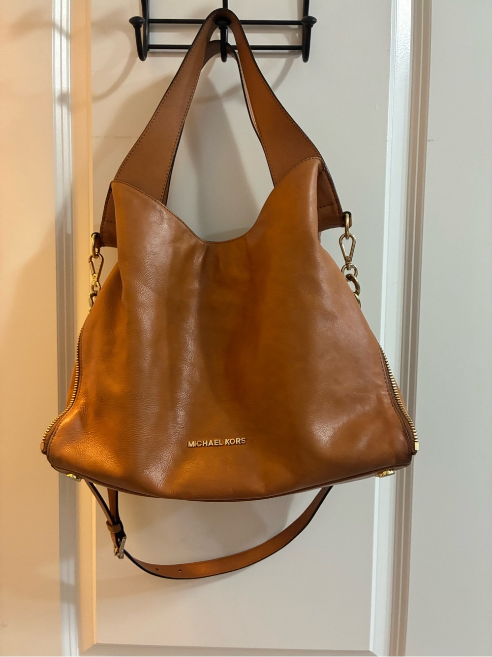 Michael Kors Cognac Leather Shoulder Hobo